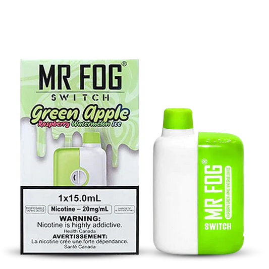 Mr Fog 5500 Switch Green Apple Raspberry Watermelon Ice Disposable Vape Rechargeable