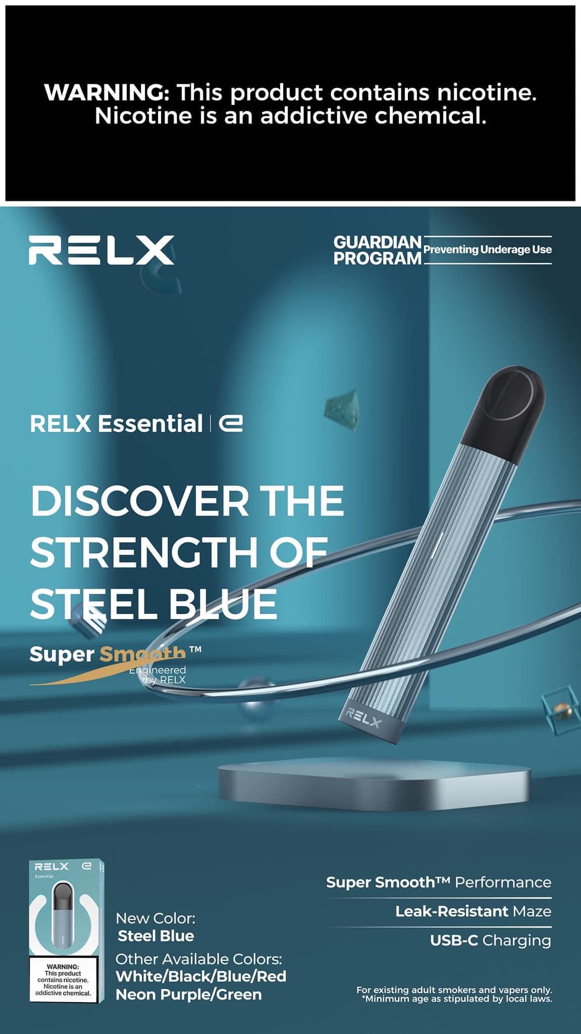 Relx essential device steel blue