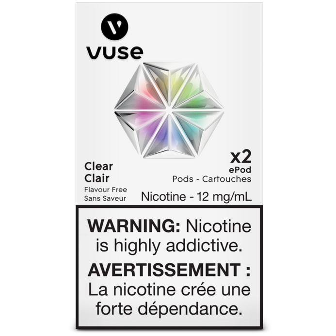 Vuse epod clair 12 mg/ml, lot de 2